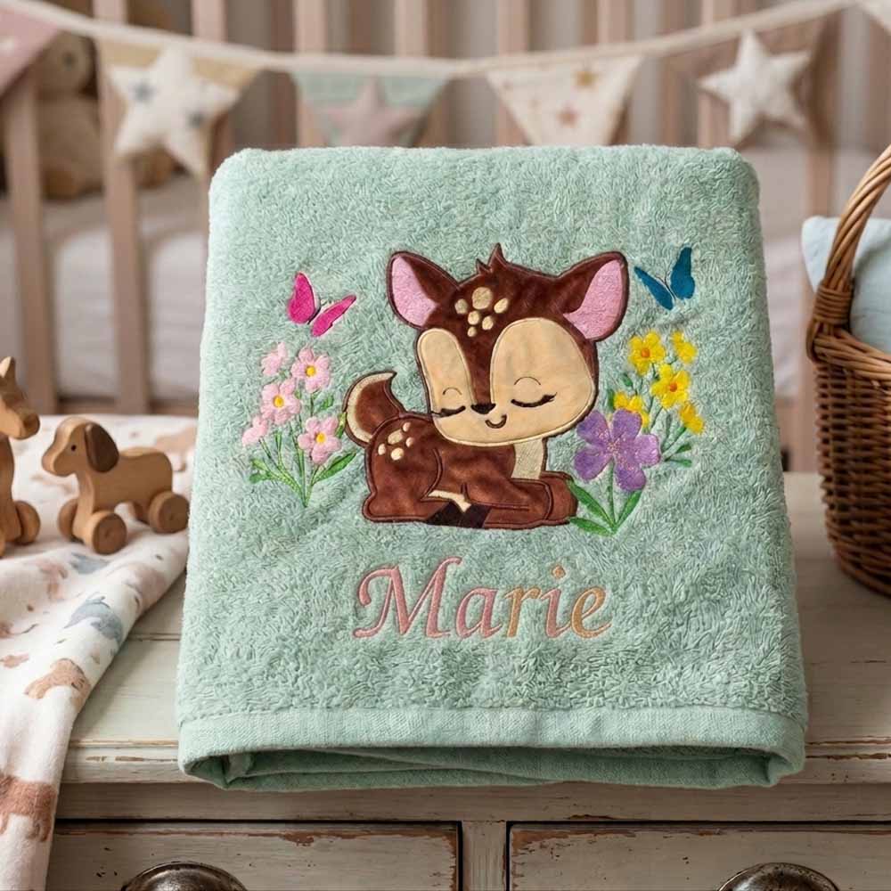 Serviette-personnalisable-brodee-biche