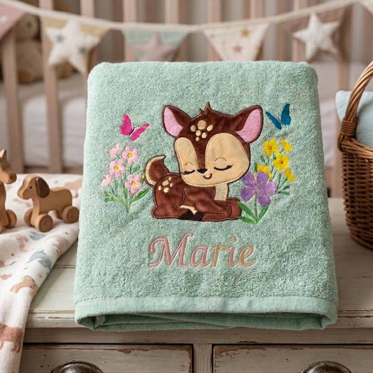 Serviette-personnalisable-brodee-biche