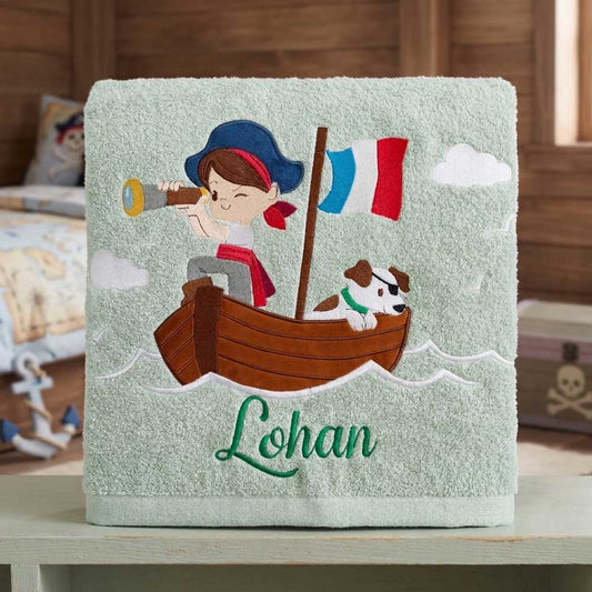 Serviette personnalisable brodée "Pirate" 140 cm x 70 cm